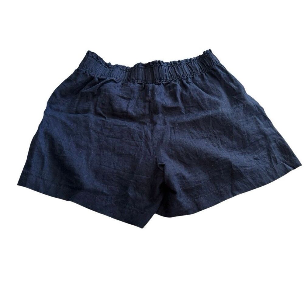 Quince Women's 100% Linen Elastic Waist Drawstring Navy Shorts Large